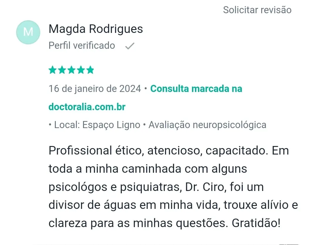 Depoimento Magda Doctoralia Ciro Guedes Espaço Ligno Avaliação Neuropsicológica em Salvador