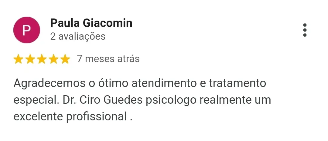 Depoimento Paula Google Ciro Guedes Espaço Ligno Avaliação Neuropsicológica em Salvador